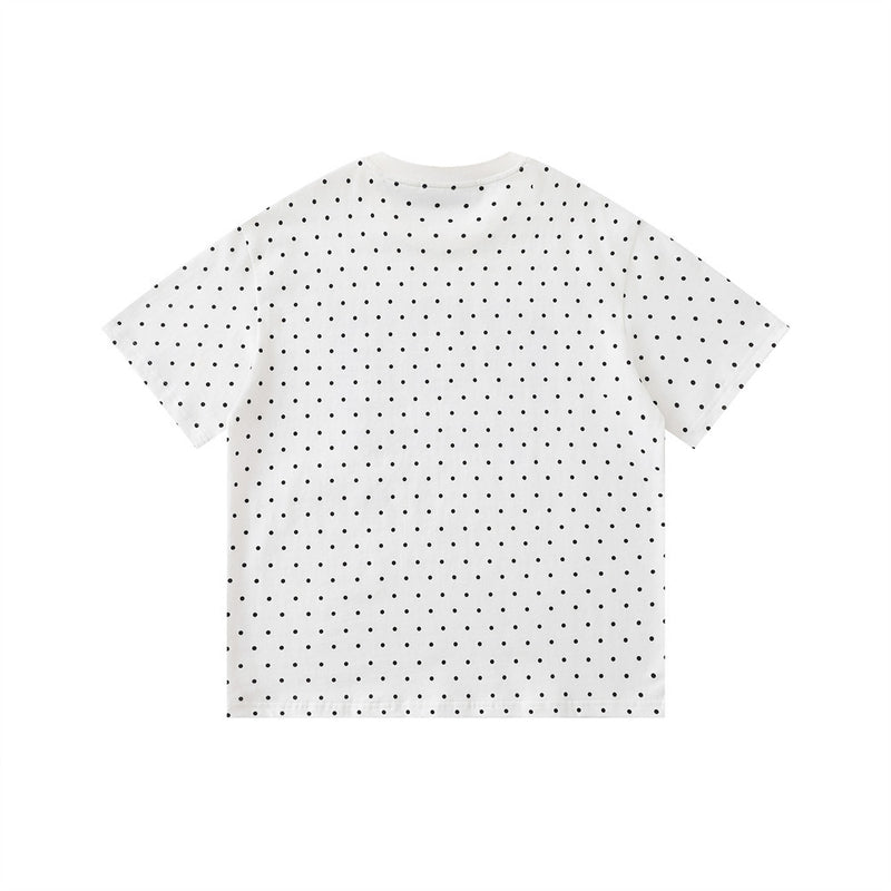 Polka Dot Oversized Graphic Tee – BOR Letter Print, Crew Neck Short Sleeve