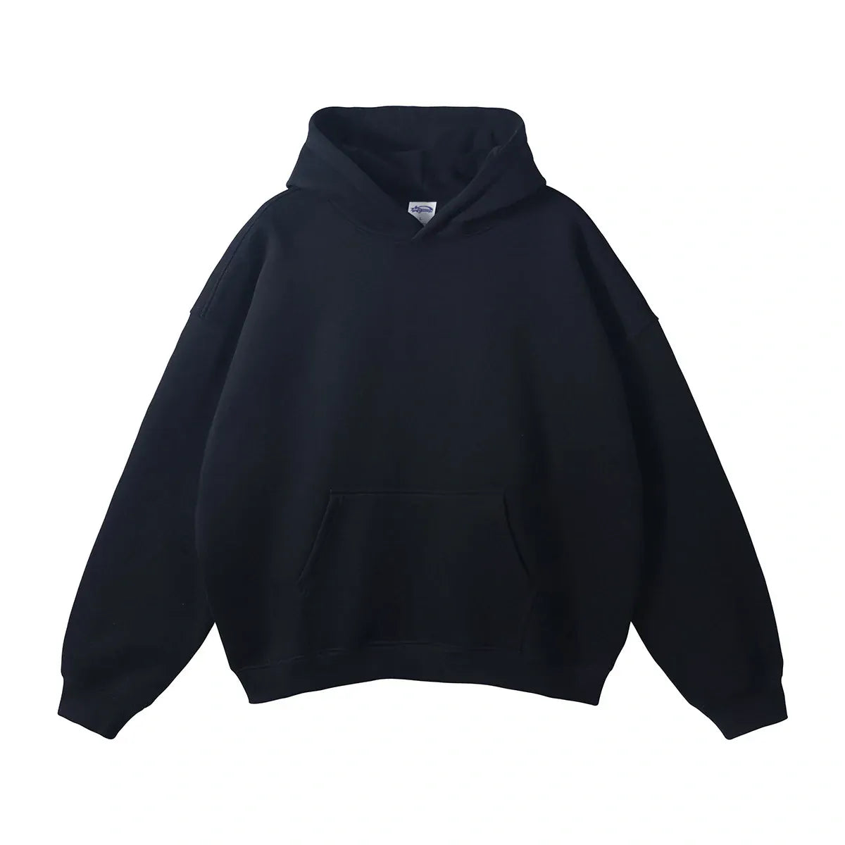 The Custom Anime Character Black Hoodie is a 350GSM 100% cotton black pullover with long sleeves and a front kangaroo pocket, perfect for personalizing with your favorite anime designs.
