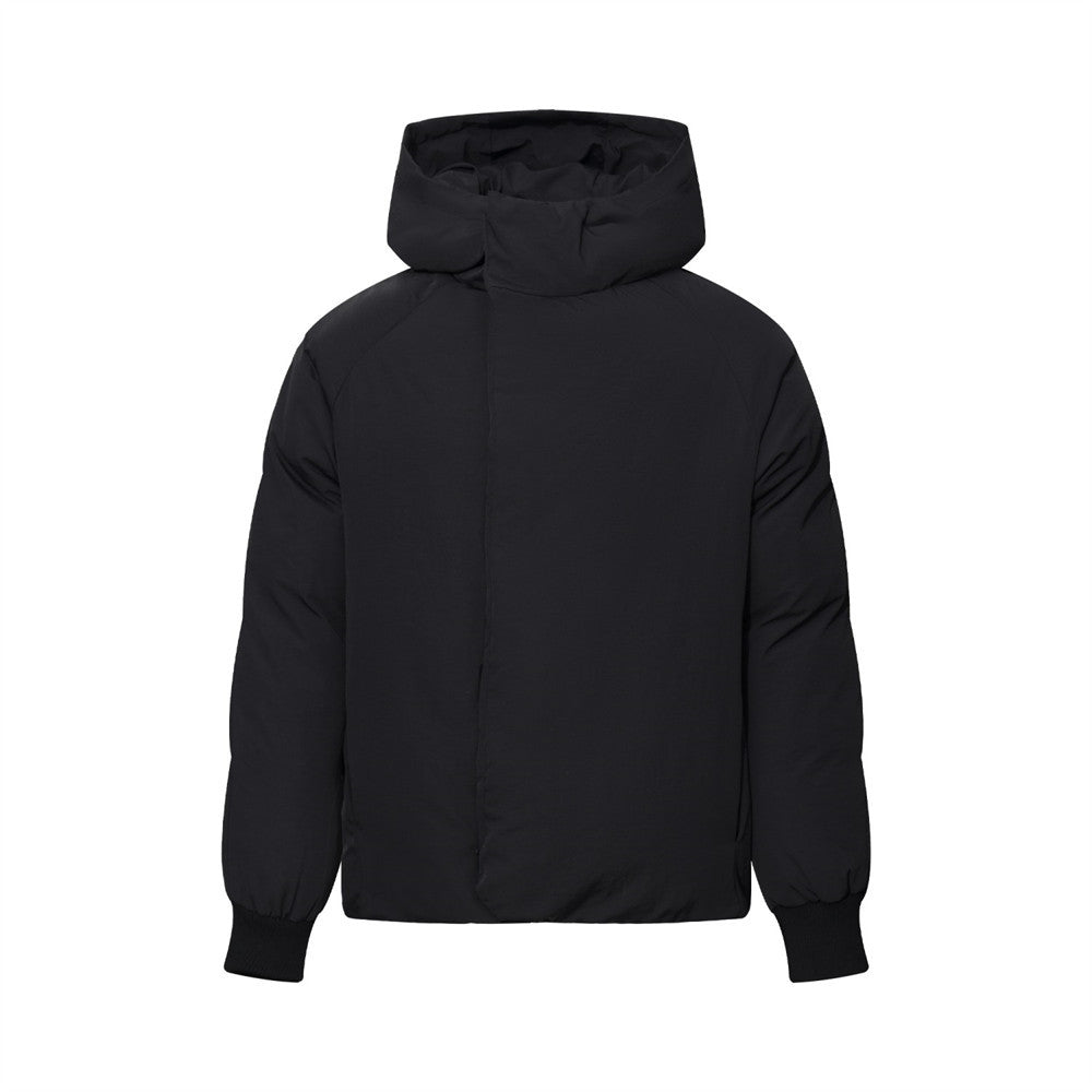 Men's Oversized Hooded Puffer Jacket – Solid Color Relaxed Fit Winter Coat