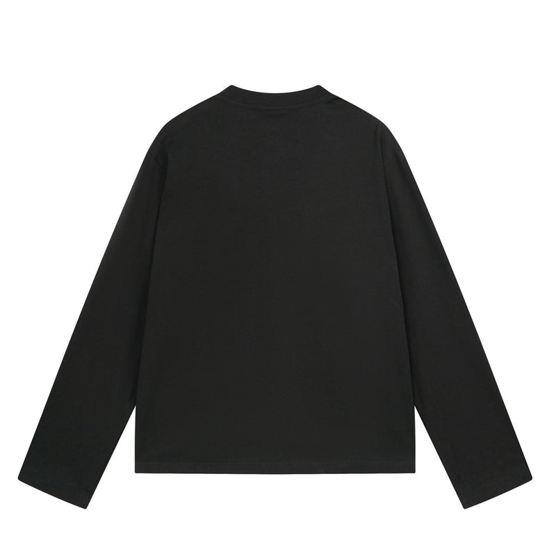 Long Sleeve Graphic T-Shirt – Distressed Letter Print, Relaxed Fit