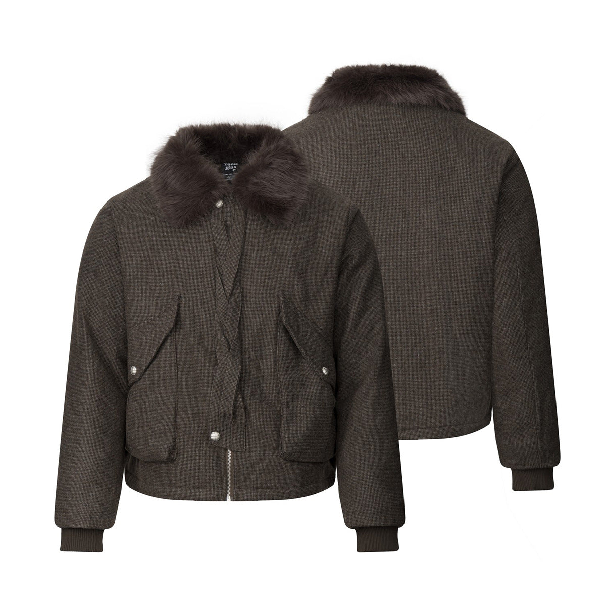 Wool Blend Bomber Jacket with Faux Fur Collar – Vintage American Style