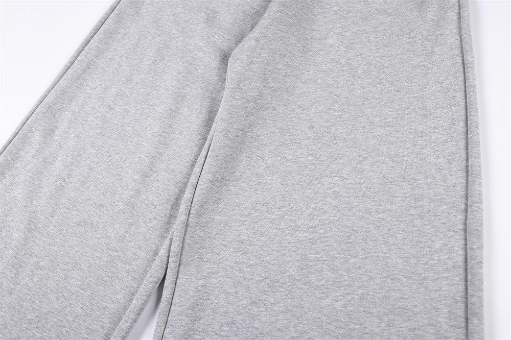 Wide-Leg Sweatpants with Double-Breasted Metal Buttons & Elastic Waist
