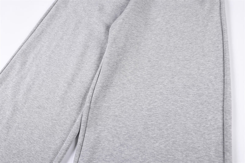 Wide-Leg Sweatpants with Double-Breasted Metal Buttons & Elastic Waist
