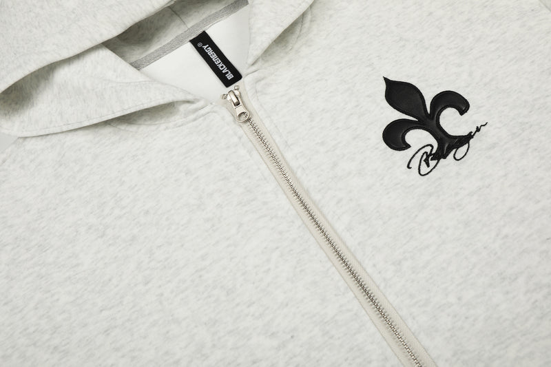 Sudadera con cremallera estampada con cruces y flor de lis – Cárdigan oversize vintage estadounidense