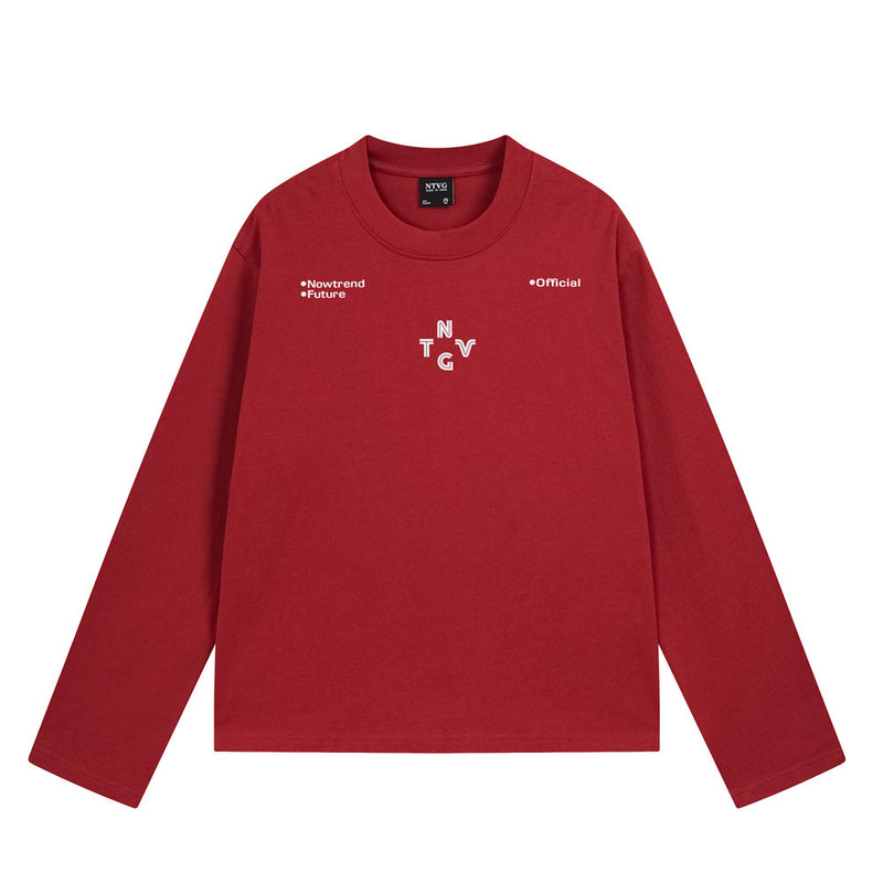 Long Sleeve Crew Neck Shirt – NTVG Letter Print Relaxed Fit