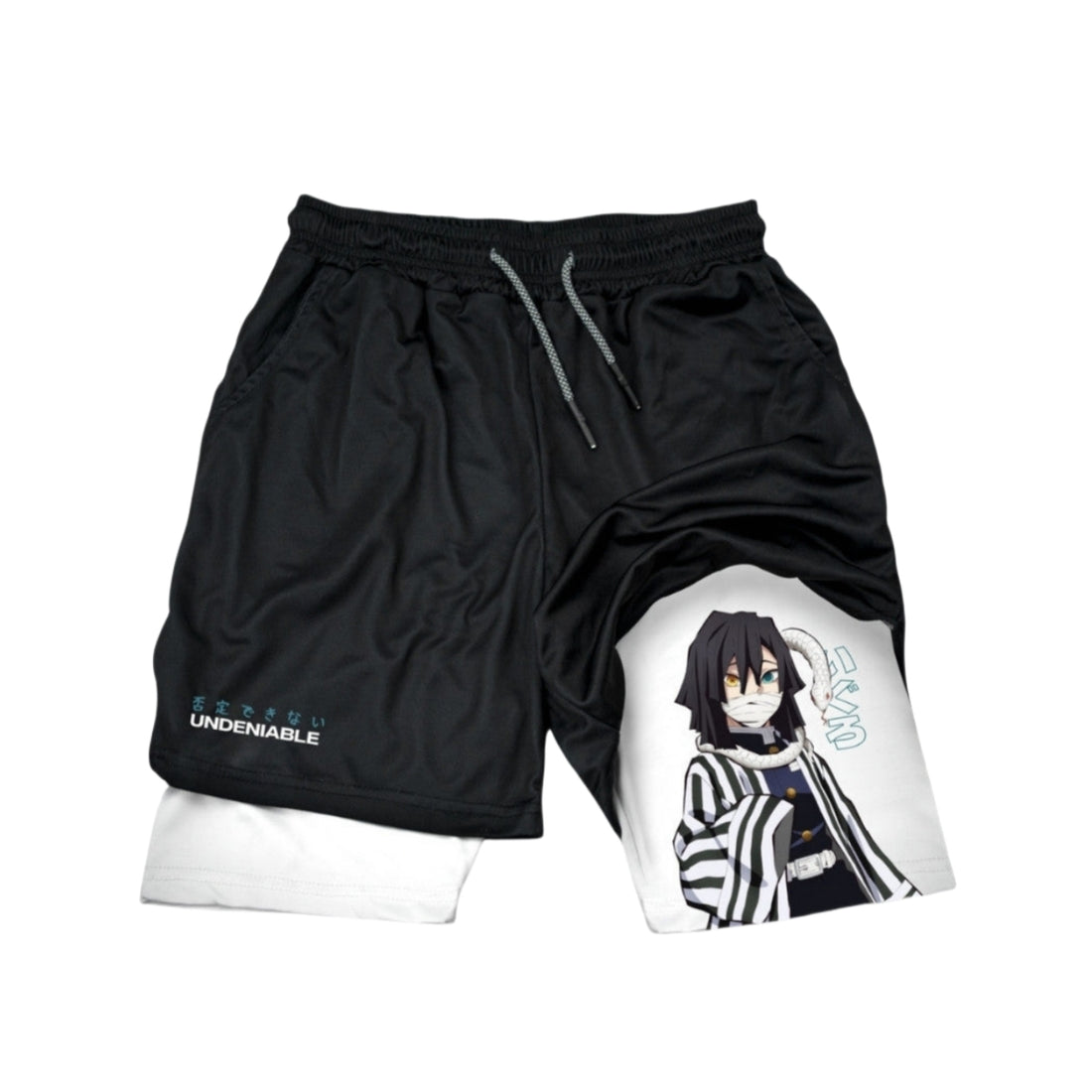 오바나이 이구로 애니메이션 체육관 반바지-남성과 여성을위한 악마 슬레이어에서 영감을 얻은 운동 반바지 | 캐릭터 프린트가있는 통기성 피트니스 반바지