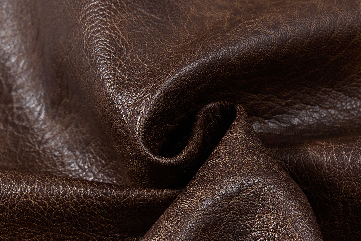 Oversized PU Leather Bomber Jacket – Vintage American Moto Style with Contrast