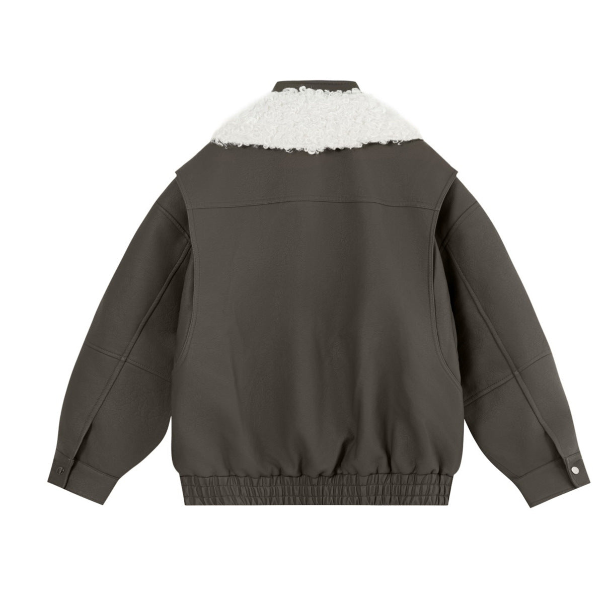 Veste en simili cuir et fourrure, bomber oversize à col sherpa