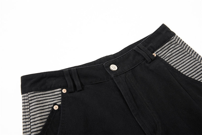 Wide-Leg Cargo Pants with Contrast Stripe Pockets – Men's Relaxed Straight
