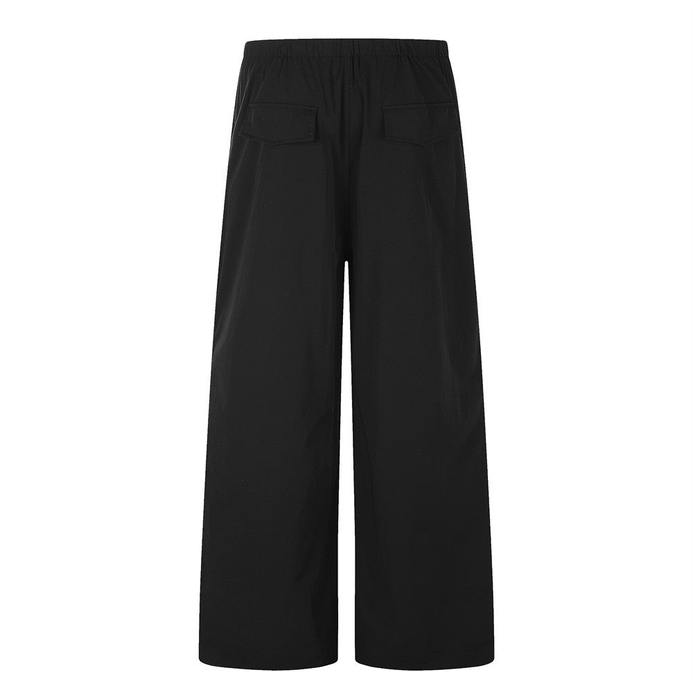Wide-Leg Parachute Pants – Pleated Drawstring Trousers with Ruched Detail