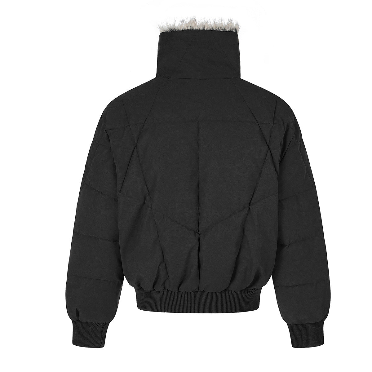 Faux Fur Collar Padded Bomber Jacket – Quilted Puffer Flight Coat