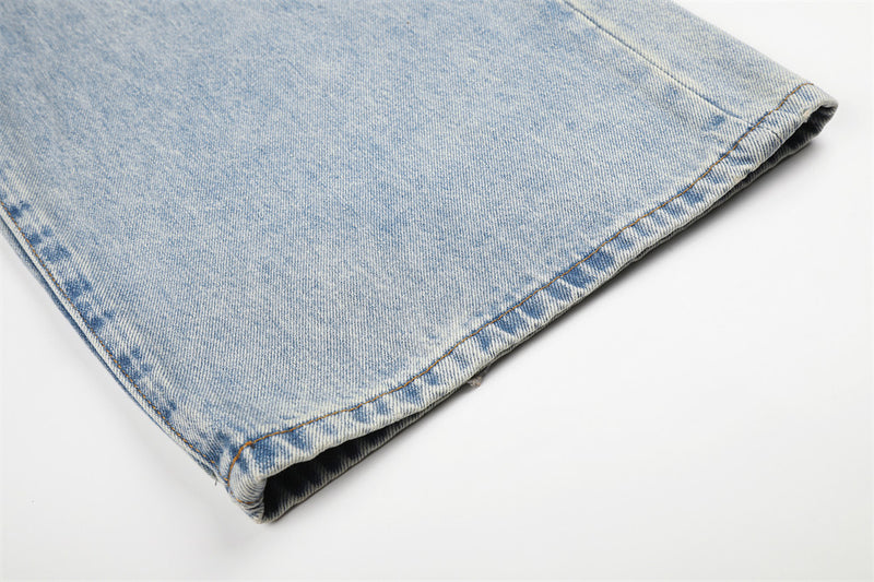 Wide-Leg Jeans – American Vintage Washed Light Blue Baggy Straight Denim