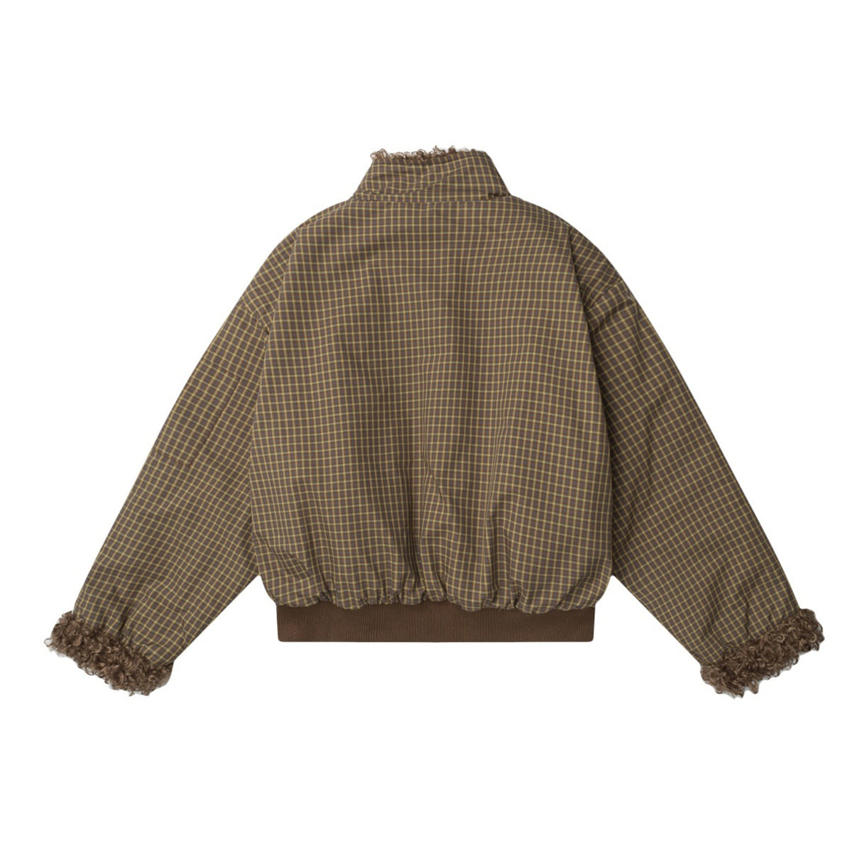 Reversible Plaid & Sherpa Bomber Jacket – Vintage 1988 Embroidered Padded Coat