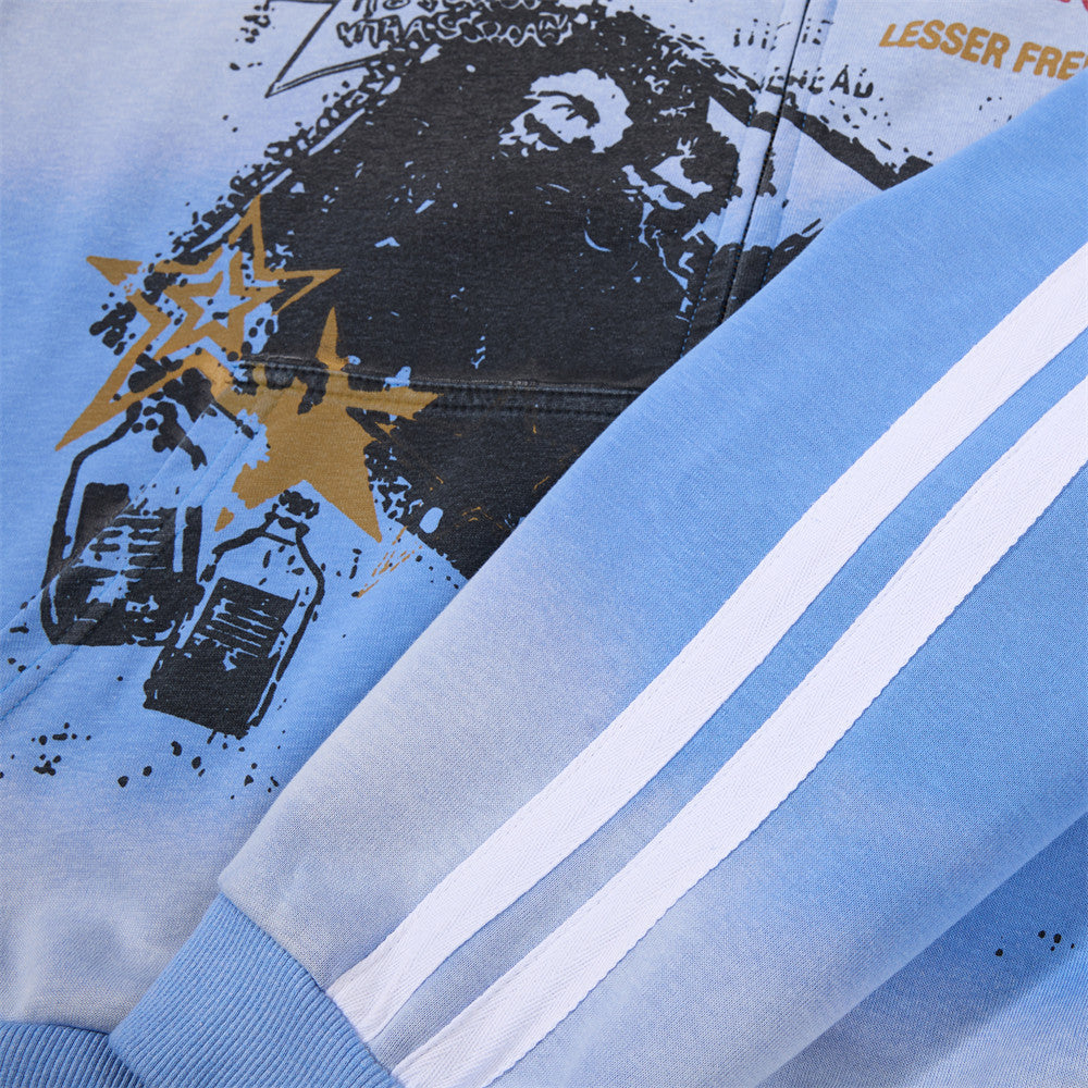 Punk Graphic Zip-Up Hoodie – Vintage Spray-Dye Oversized Streetwear Jacket