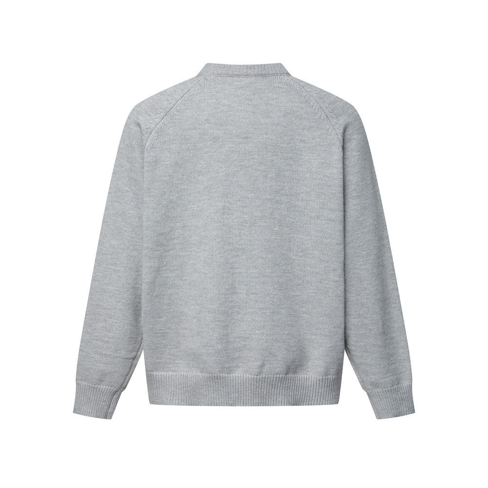 Cartoon Dog Jacquard Crew Neck Sweater – Oversized Knit Pullover