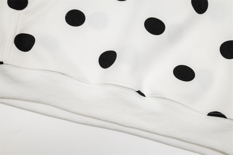 Polka Dot All-Over Print Pullover Hoodie & Wide-Leg Sweatpants Set
