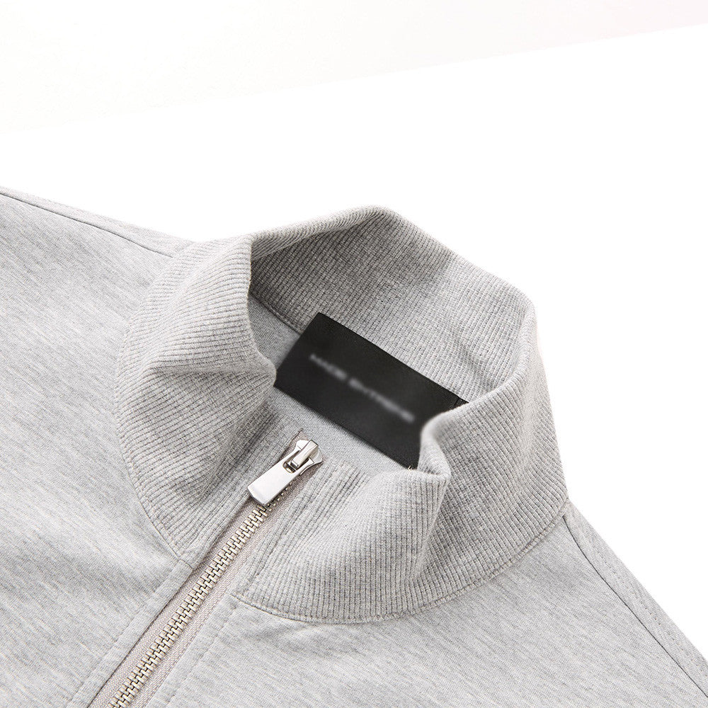 Mock Neck Full-Zip Sweatshirt Jacket – Relaxed Fit Fleece Zip-Up