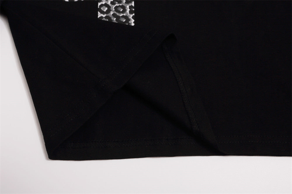 Men's Hip-Hop Polo Long Sleeve Shirt with Leopard Cross & Script Print