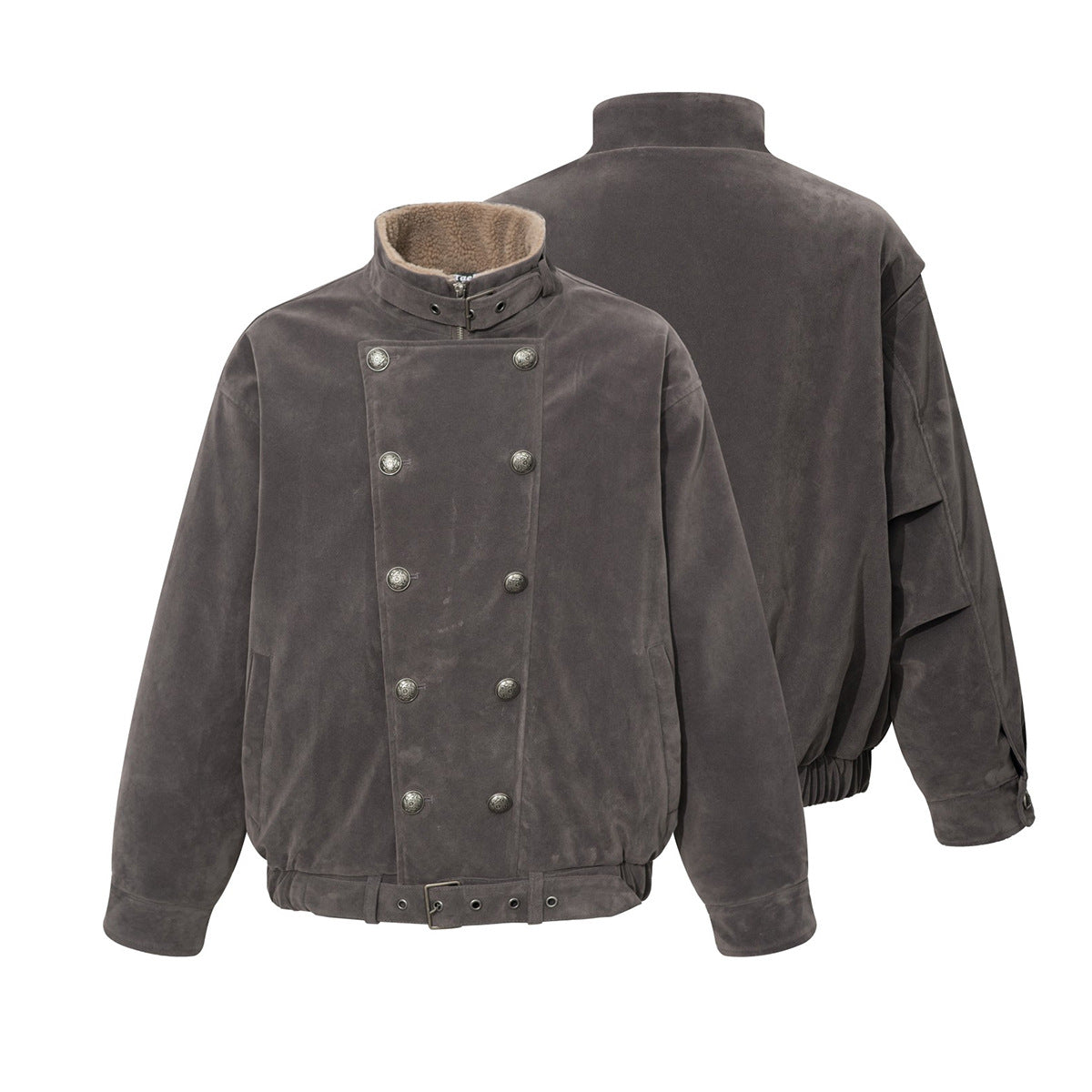 Herren-Doppelreiher – Vintage-Military-Bomberjacke mit Sherpa-Kragen