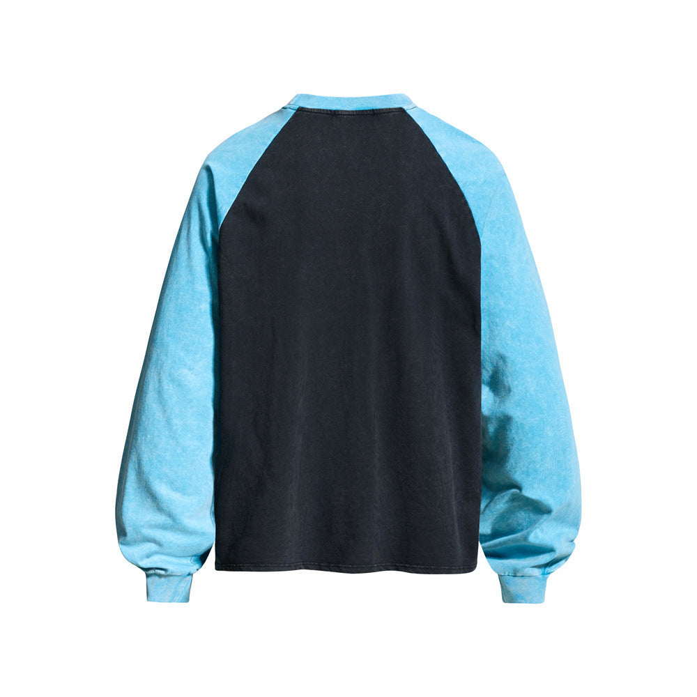 Men's Graphic Long-Sleeve Raglan T-Shirt – Colorblock Contrast Sleeve