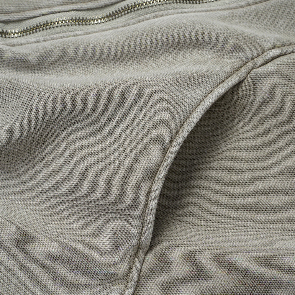 Sweat à capuche zippé homme délavé à l’acide, avec zip diagonal et empiècements déconstruits