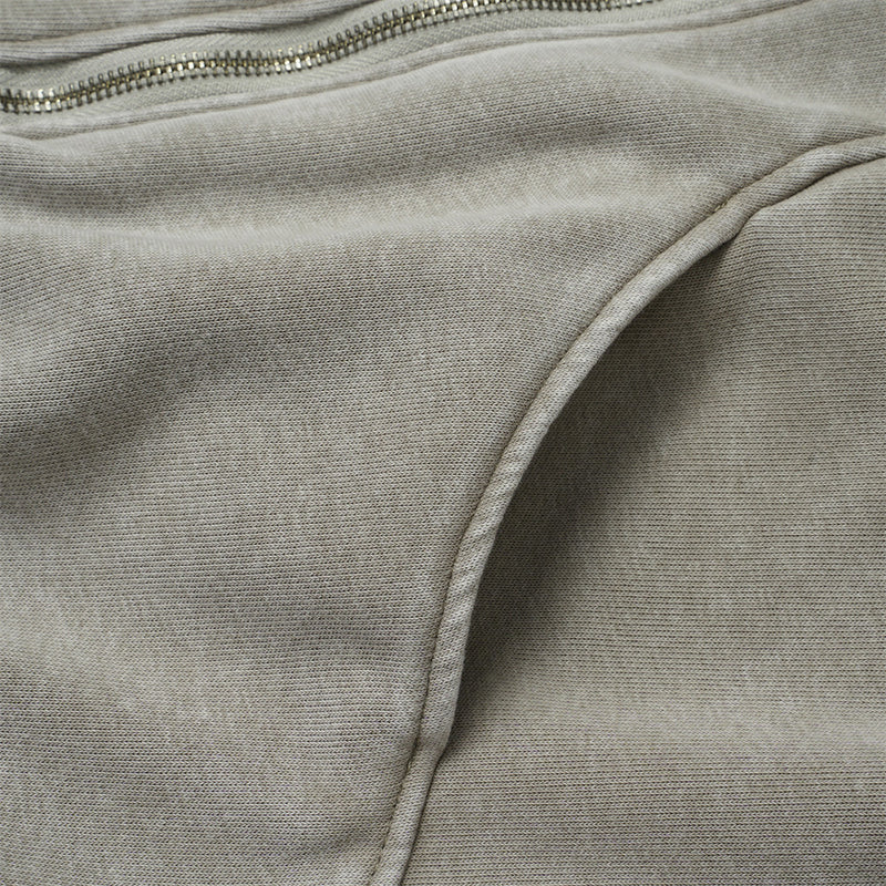 Sweat à capuche zippé homme délavé à l’acide, avec zip diagonal et empiècements déconstruits