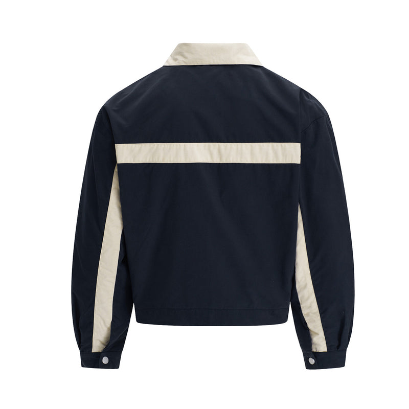 Colorblock Boxy Zip-Up Jacket – Retro American Sportswear Style