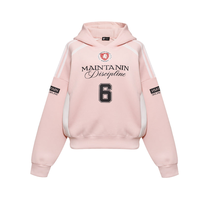 Colorblock Sports Hoodie – Varsity Number Graphic, Oversized Fit