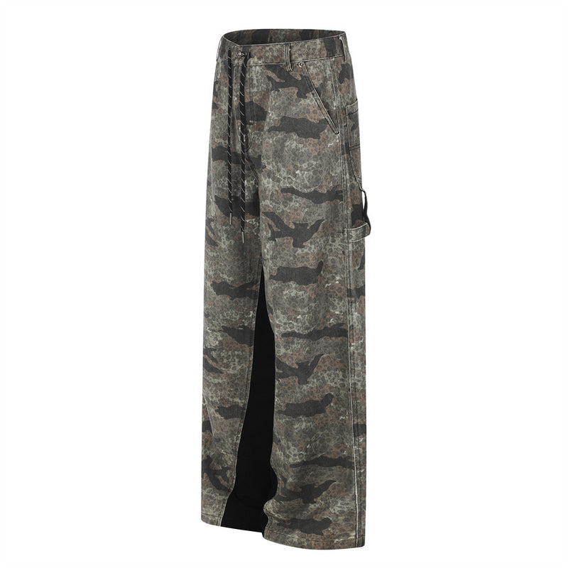 Camo-Cargohose – Wide Leg mit kontrastierendem Panel, Streetwear-Hose