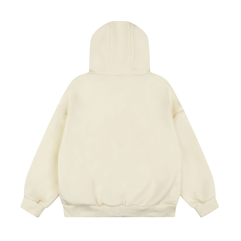 Men's Zip-Up Hoodie with Patchwork Star Stud Detail
