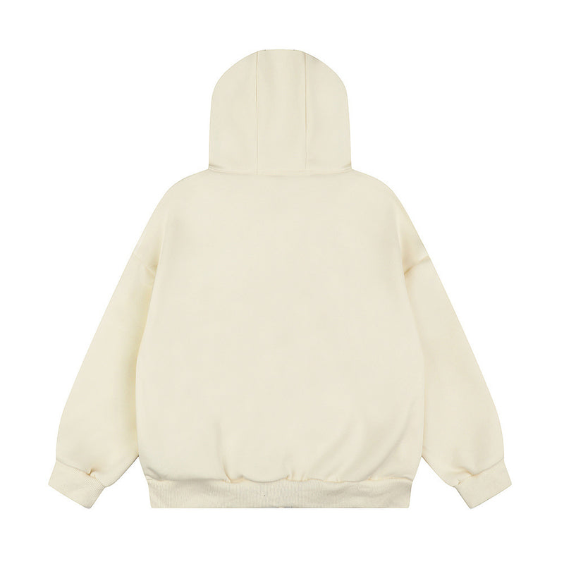 Men's Zip-Up Hoodie with Patchwork Star Stud Detail