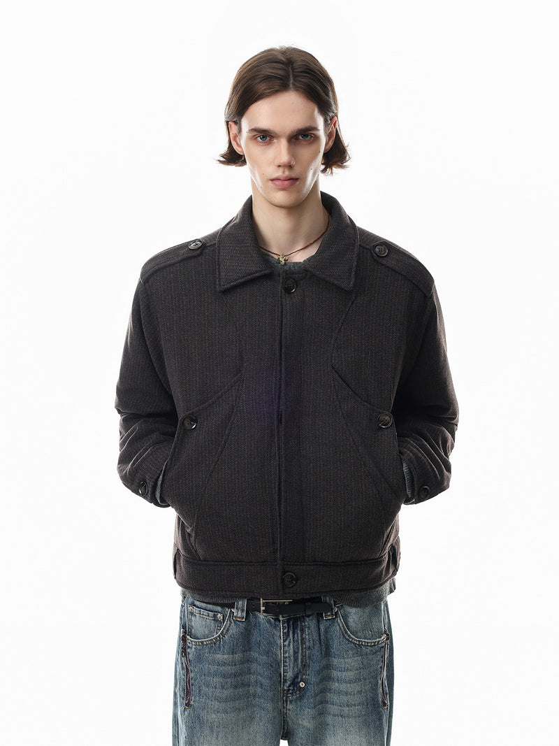 Fur Collar Padded Jacket – Retro American Lazy-Style Quilted Bomber