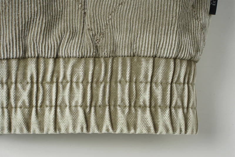 Quilted Corduroy Bomber Jacket – Acid-Washed Raw-Edge Baseball Jacket