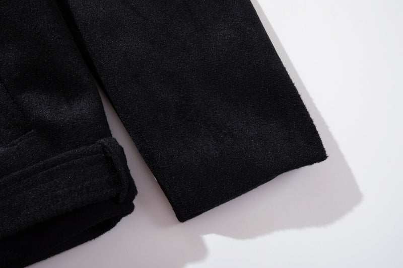 Jacke aus Wollmix mit Stehkragen, Knopfleiste & Gürtelabschluss