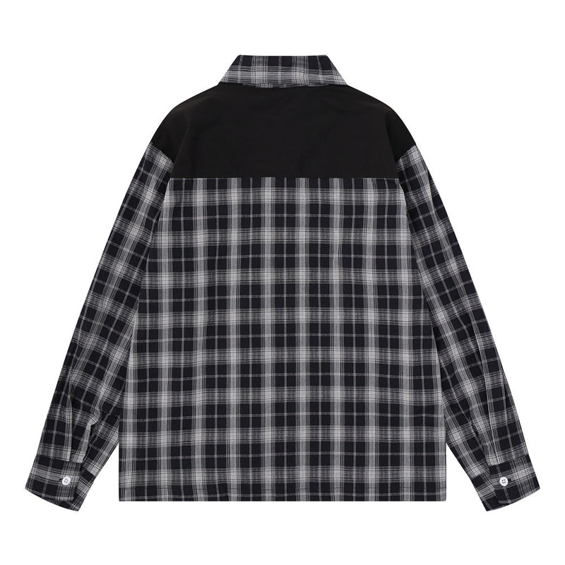 Camisa informal de botones para hombre – Estampado de graffiti a cuadros, estilo punk urbano de manga larga