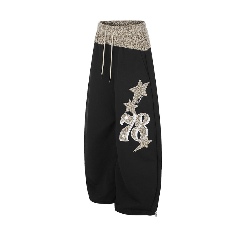 Baggy-Sweatpants mit Leopardenbund und Stern-Applikation