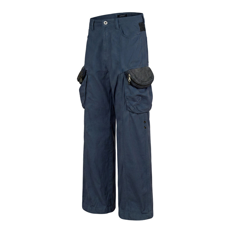 Men's Wide-Leg Cargo Pants with Multi-Pocket Utility Design