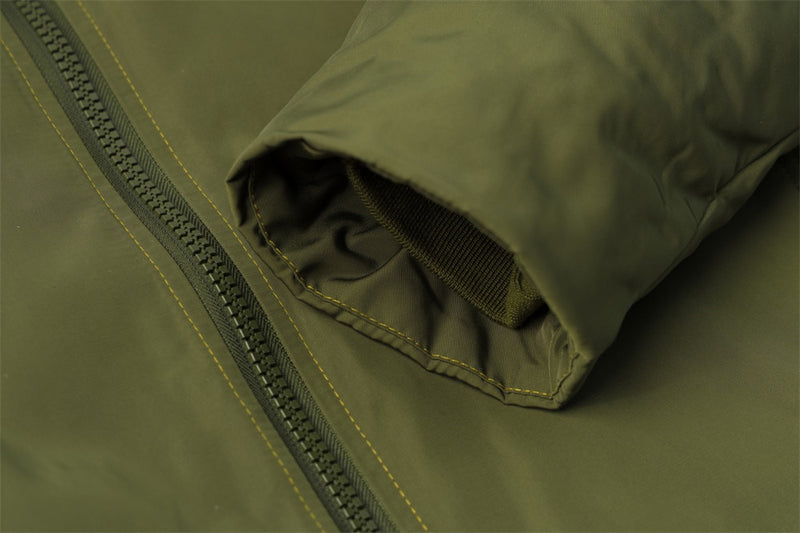 Full Zip Jacket Men Faux Fur Collar Padded Winter Bomber