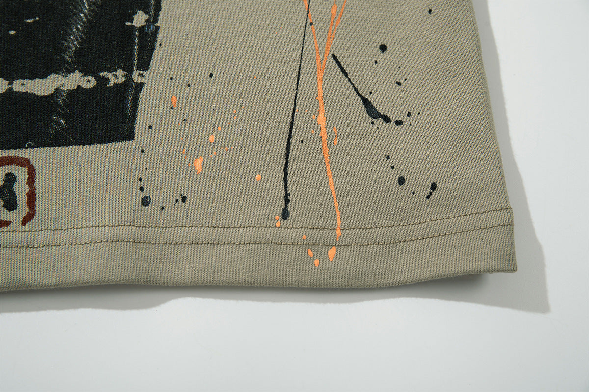 MFOUR Doberman Graphic Long Sleeve Shirt – Streetwear Paint Splatter Tee