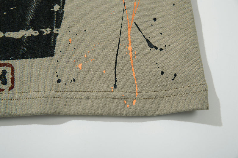 MFOUR Doberman Graphic Long Sleeve Shirt – Streetwear Paint Splatter Tee