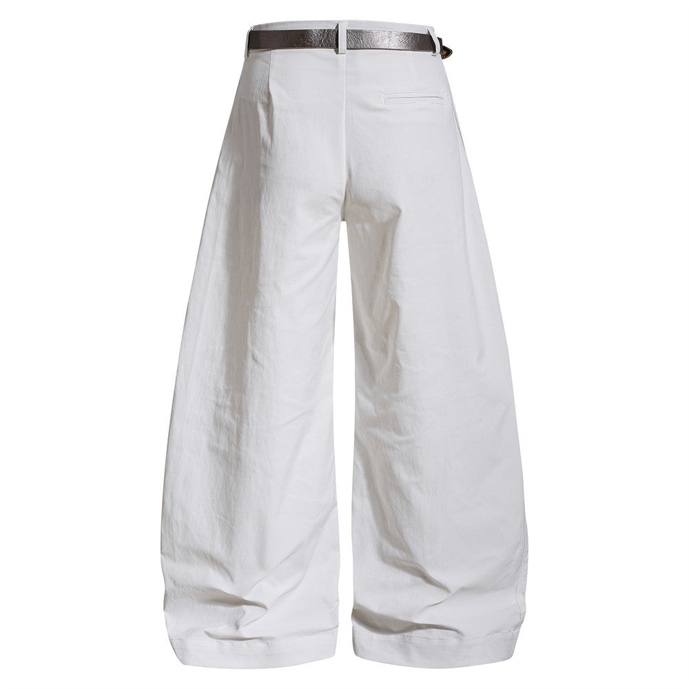 Wide-Leg Barrel Trousers with Belt – High-Waist Oversized Curved Pants