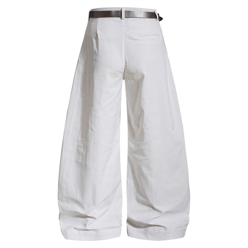 Wide-Leg Barrel Trousers with Belt – High-Waist Oversized Curved Pants