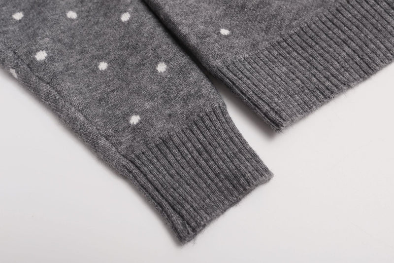Polka Dot Knit Cardigan Sweater – Cropped Button-Up Vintage Style