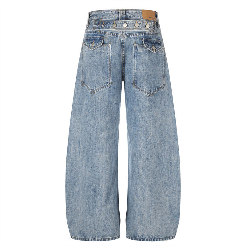 Jean baggy wide leg – Pantalon homme en denim délavé à coupe barrel