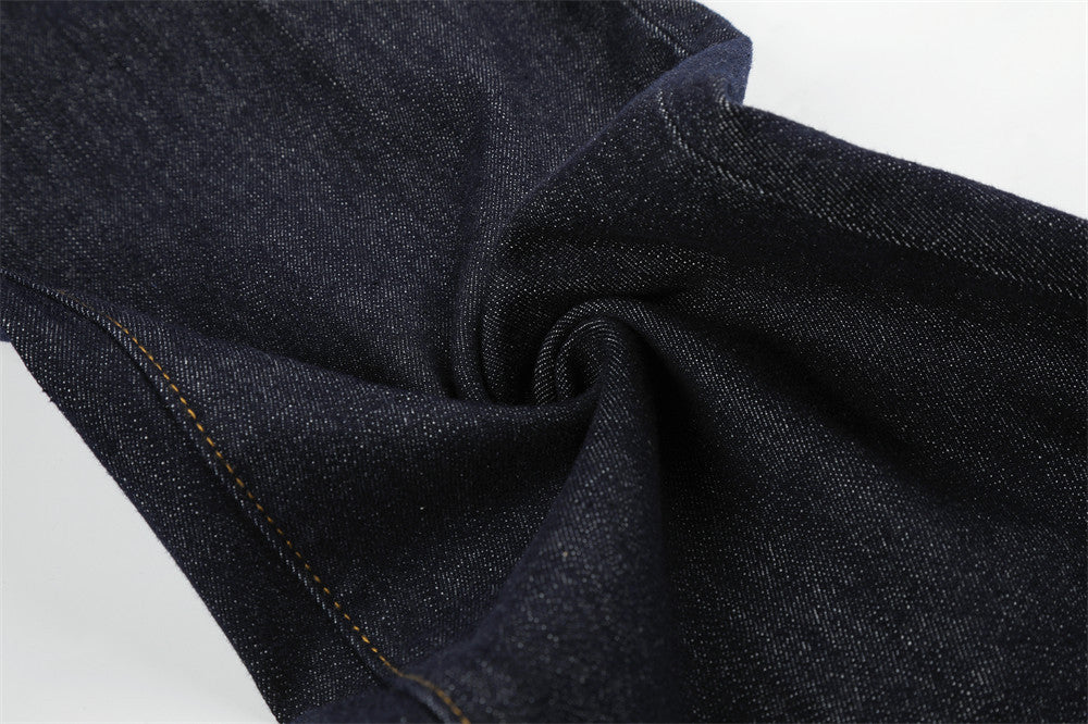 Wide-Leg Flare Jeans with Embossed Pocket Detail – Dark Indigo