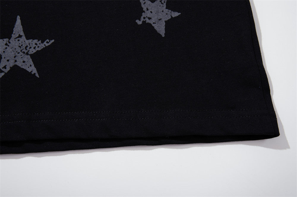 Star Print Raglan Long Sleeve Shirt – Striped Sleeve Colorblock Tee