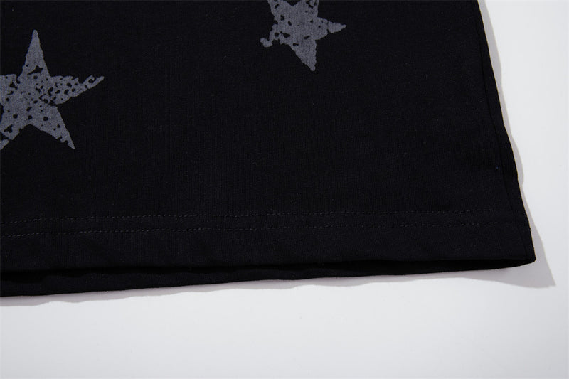 Star Print Raglan Long Sleeve Shirt – Striped Sleeve Colorblock Tee