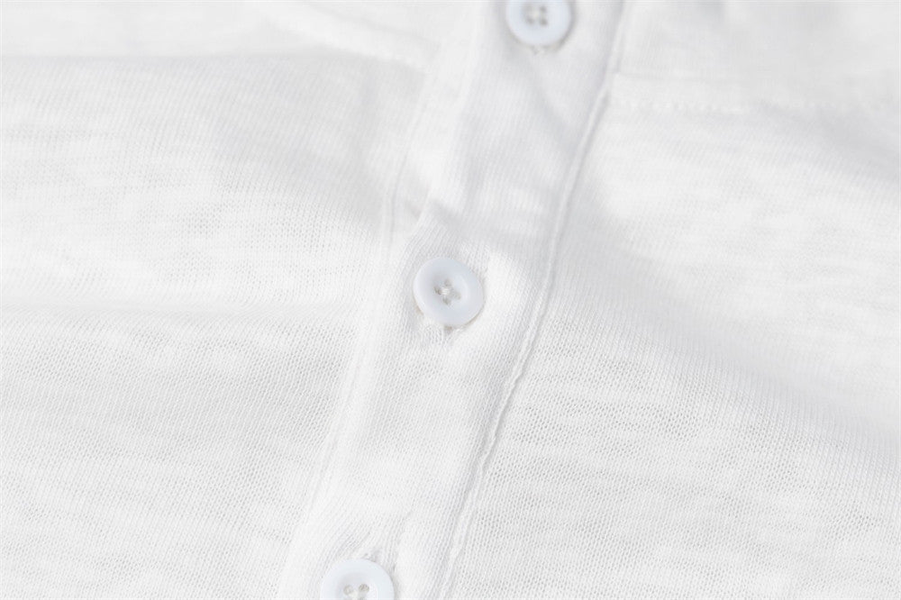 T-shirt Henley à manches longues avec imprimé Union Jack sur les manches, coupe oversize blanche
