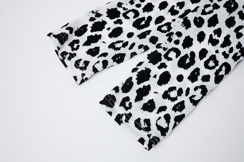 Leopard Print Turtleneck Long Sleeve Slim-Fit Shirt