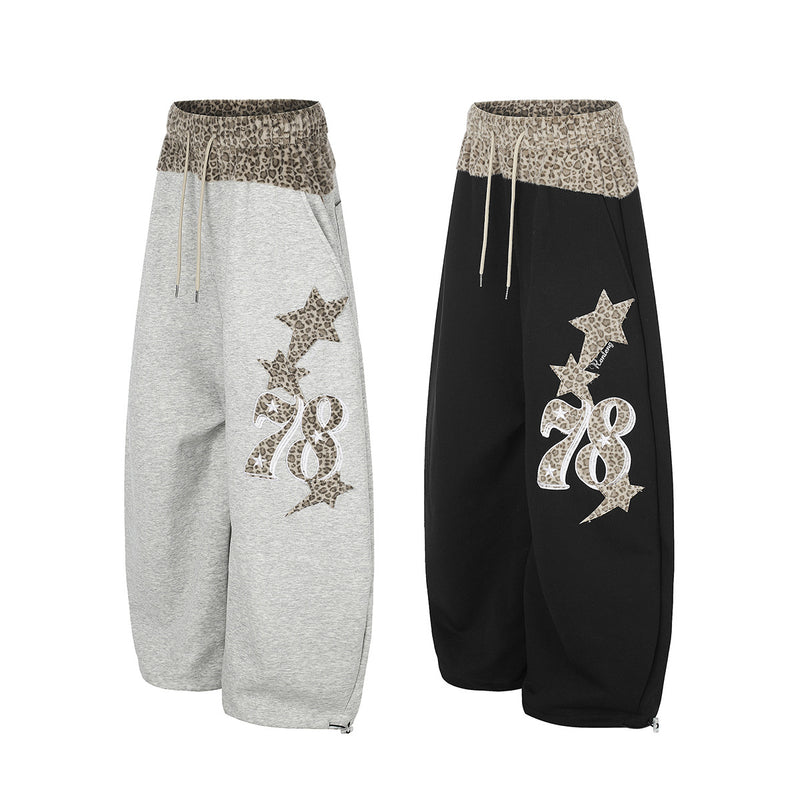 Baggy-Sweatpants mit Leopardenbund und Stern-Applikation